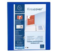 EXACOMPTA Classeur PP personnalisable Kreacover - 4 anneaux en D 50mm - A4 maxi - Bleu