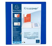 EXACOMPTA Classeur PP personnalisable Kreacover - 4 anneaux en D 60mm - A4 maxi - Bleu