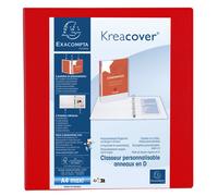 EXACOMPTA Classeur PP personnalisable Kreacover - 4 anneaux en D 60mm - A4 maxi - Rouge