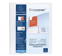 Exacompta Classeur KreaCover personnalisable rigide 2 poches 2 anneaux en D 25 mm A4 maxi Blanc