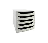 Exacompta Module de classement ECOBOX+ 5 tiroirs A4/A4+ Gris – Certifié Ange Bleu