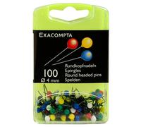 Exacompta Épingles Sphériques Boîte De 100 Ø 4 Mm Couleurs Assorties _