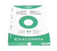 Exacompta Étui de 100 fiches bristol quadrillées 5x5 perforées 210×297 mm Blanc
