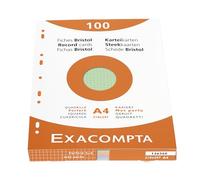 Exacompta Fiches bristol 13656E - 100 A4 210×297 mm quadrillé 5x5 perforées 4 coloris assortis