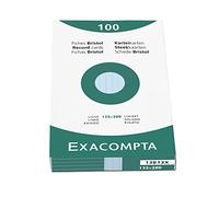 Exacompta Étui de 100 fiches bristol ligné non perforé 125×200 mm Bleu