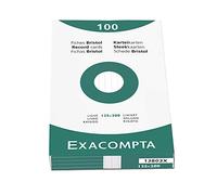 Exacompta Fiches bristol Réf. 13803X – étui de 100 fiches lignées non perforées 125×200 mm blanc