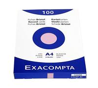 Exacompta – Fiches bristol Réf. 13336E – A4 unies non perforées 210×297 mm – boîte 100, rose