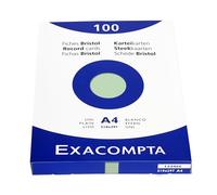 Exacompta Etui 100 Fiches Bristol Unies Non Perforées Vert 210x297 mm