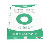 Exacompta – Étui de 100 fiches bristol Réf.13666E 210 x 297 mm perforées grand côté Blanc