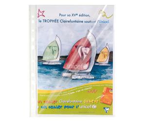 EXACOMPTA Etui carton de 100 pochettes perforées ouverture haut et côté - polypropylène lisse 6/100e - A4 - Cristal