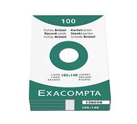 Exacompta Étui de 100 fiches bristol blanc ligné non perforé 105x148mm Blanc