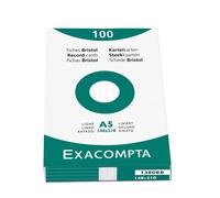 Exacompta — Étui fiches bristol Réf. 13808B — 100 fiches lignées 148×210 mm non perforées blanc