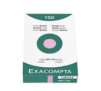 Exacompta Étui de 100 fiches bristol ligné non perforé 100x150mm Rose