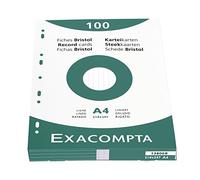 EXACOMPTA Étui de 100 fiches bristol ligné non perforé 210x297mm Blanc