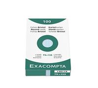 EXACOMPTA Étui de 100 fiches bristol ligné non perforé 75x125mm