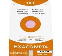 Exacompta Étui De 100 Fiches Bristol Quadrillé 5x5 Perforé 100x150mm Couleurs Assorties