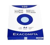 Exacompta Étui De 100 Fiches Bristol Uni Non Perforé 210x297mm Azur