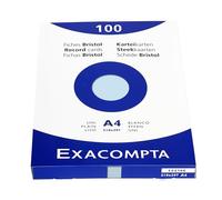 Exacompta Étui de 100 fiches bristol uni non perforé 210x297mm Azur
