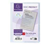 EXACOMPTA Etui de protection pour carte grise 3 volets PVC lisse 20/100e - Cristal