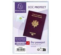 EXACOMPTA Etui de protection pour passeport 2 volets PVC lisse 20/100e - Cristal