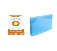 Exacompta Etui refermable de 100 fiches bristol 12,5 x 20 cm quadrillées 5x5 perforées couleurs assorties & Classeur semi-rigide PP Crystal - 2 anneaux ronds diamètre 25 mm - Dos 35 mm - 16,5x24cm