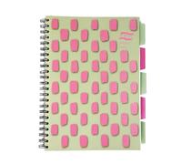 Exacompta Europa Splash Réf EU1507Z Project Book avec 5 intercalaires en plastique, couverture PP brillante, 200 pages lignées, format A4, pages micro-perforées, couverture rose/vert