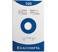 Exacompta Fiches Bristol unies non perforées 125 x 200 mm Blanc - Étui de 100