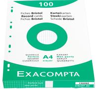 EXACOMPTA Fiches DIN A4 quadrillées blanc 4 perforations 100 fiches