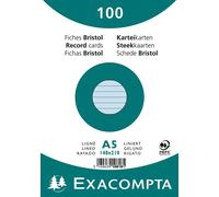 EXACOMPTA Fiches DIN A5 lignées bleu azur 100 fiches
