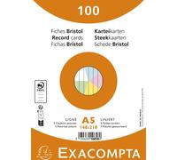 EXACOMPTA Fiches DIN A5 lignées couleurs assorties 100 fiches