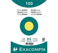 EXACOMPTA Fiches DIN A5 lignées jaune 100 fiches