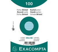EXACOMPTA Fiches DIN A6 lignées bleu azur 100 fiches