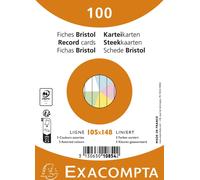 EXACOMPTA Fiches DIN A6 lignées couleurs assorties 100 fiches