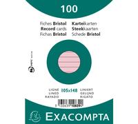 EXACOMPTA Fiches DIN A6 lignées roses 100 fiches