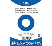 Exacompta - Réf. 10509E - Paquet de 100 fiches bristol unies non perforées - sous film - compatibles avec imprimante jet d'encre, laser et photocopieur - format 105 x 148 mm - couleur blanc