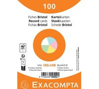 EXACOMPTA Fiches DIN A6 vierges couleurs assorties 100 fiches