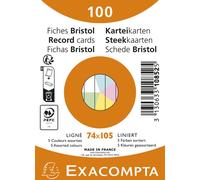 EXACOMPTA Fiches DIN A7 lignées couleurs assorties 100 fiches
