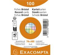 EXACOMPTA Fiches DIN A7 quadrillées couleurs assorties 100 fiches