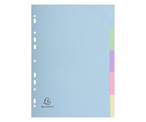 Exacompta Forever 1605E Lot de 10 intercalaires en carton recyclé pour format A4 22 x 29,7 cm 5 couleurs Bleu Ange Pastel Aquarelle