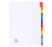 Exacompta Intercalaire mensuel A4 en carte blanche 160G - 12 divisions avec onglets couleurs assortis