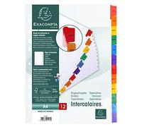 Exacompta Intercalaires mensuels imprimés Carte Blanche 160 g 12 positions A4 Blanc