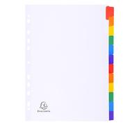 Exacompta Intercalaires Carte Blanche 160g Avec Onglets Couleurs Renforcés - 12 Positions - A4 - Blanc