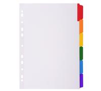 EXACOMPTA Intercalaires carte blanche 160g avec onglets couleurs renforcés - 6 positions - A4 - Blanc