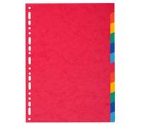 Exacompta Intercalaires Réf. 2012E, carte recyclée 220 g/m² coloris vifs, 12 onglets neutres, A4