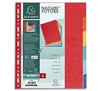 Exacompta Intercalaires carte lustrée 400 g 6 positions A4 couleurs assorties