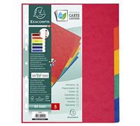 Exacompta Intercalaires Carte Lustrée Souple 5 Onglets Neutres A4 Maxi