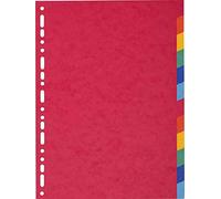 Exacompta Intercalaires Réf. 2012E, carte recyclée 220 g/m² coloris vifs, 12 onglets neutres, A4
