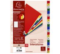 EXACOMPTA Intercalaires imprimés alphabétiques PP couleurs 12/100 AZ - A4 - Couleurs assorties