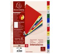 EXACOMPTA Intercalaires imprimés mensuels PP couleurs Janv-Décembre - A4 - Couleurs assorties