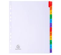 Exacompta Intercalaires Réf. 4112E 12 onglets imprimés 1-12 couleur 160g/m² FSC A4 maxi